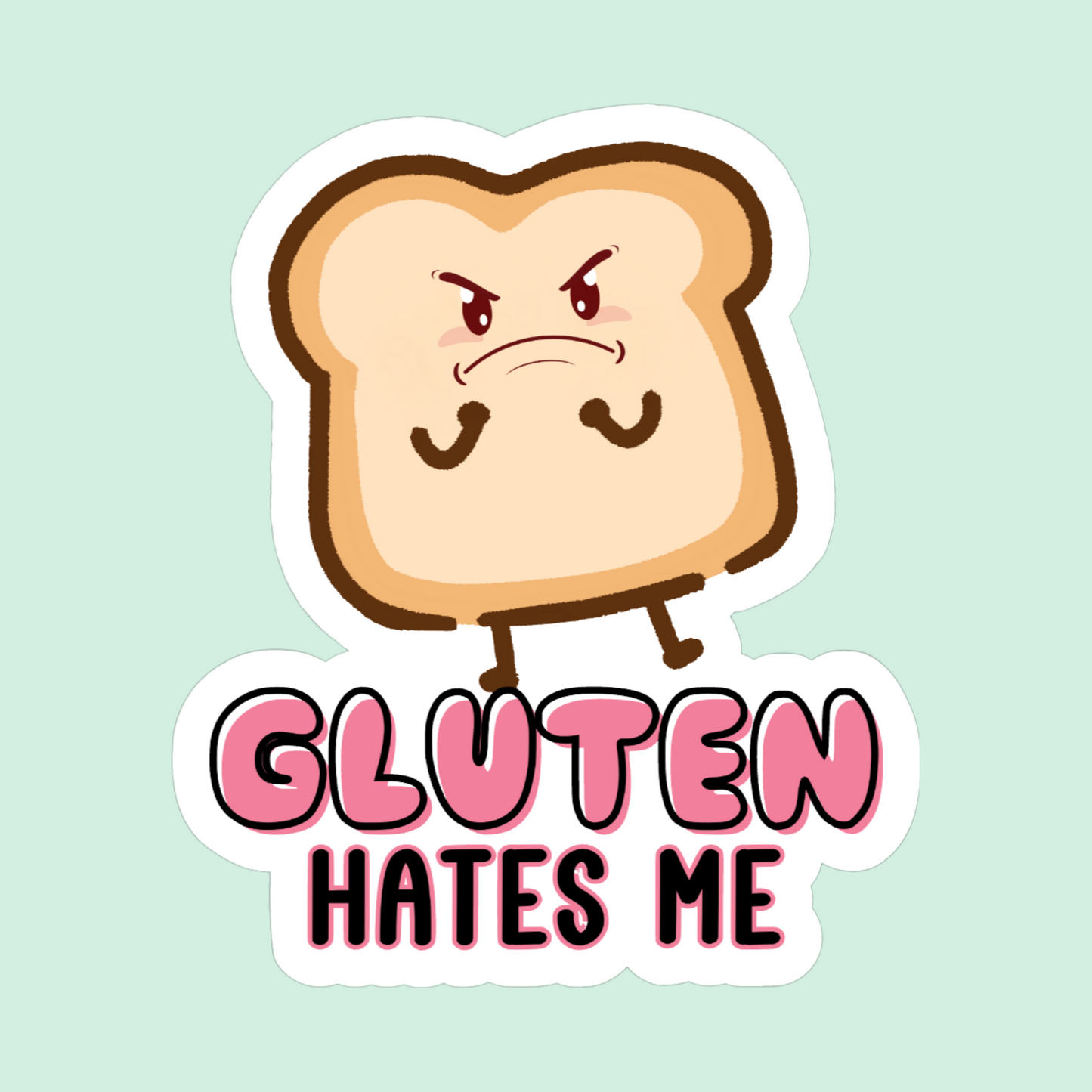 Gluten hates me - funny coeliac sticker